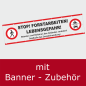 Preview: Warnbanner aus PVC konfektioniert mit Bannerzubehör Seilen und Karabinern